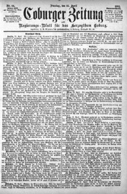 Coburger Zeitung Dienstag 25. April 1882