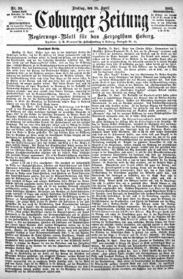 Coburger Zeitung Freitag 28. April 1882