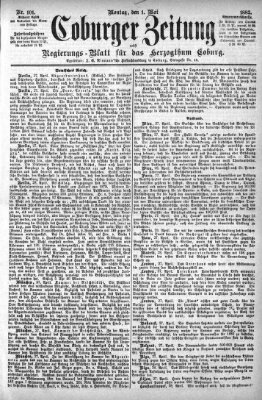 Coburger Zeitung Montag 1. Mai 1882