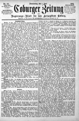 Coburger Zeitung Donnerstag 1. Juni 1882