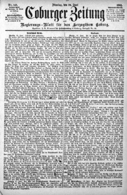 Coburger Zeitung Dienstag 20. Juni 1882