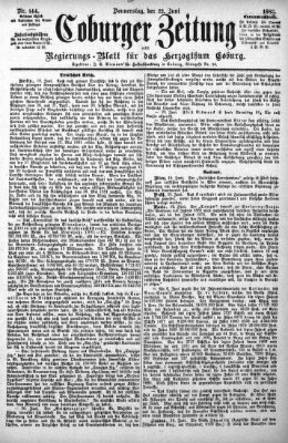 Coburger Zeitung Donnerstag 22. Juni 1882