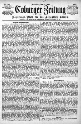 Coburger Zeitung Samstag 24. Juni 1882