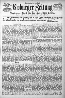 Coburger Zeitung Donnerstag 29. Juni 1882