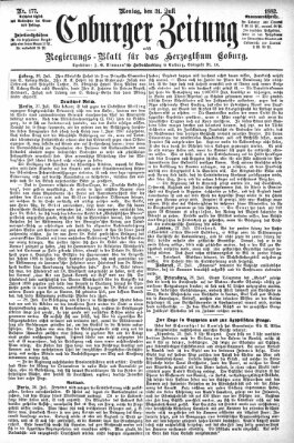 Coburger Zeitung Montag 31. Juli 1882