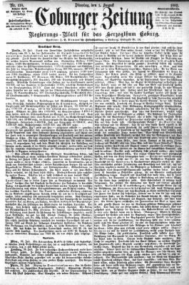 Coburger Zeitung Dienstag 1. August 1882