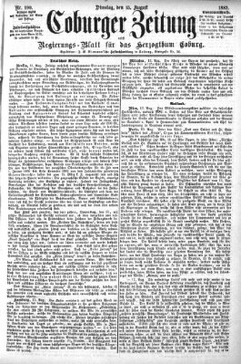 Coburger Zeitung Dienstag 15. August 1882