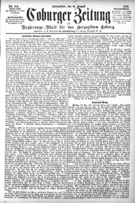 Coburger Zeitung Samstag 19. August 1882