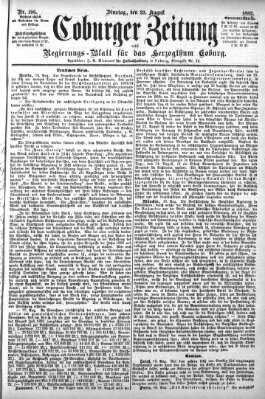 Coburger Zeitung Dienstag 22. August 1882