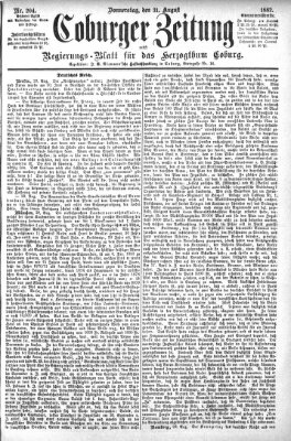 Coburger Zeitung Donnerstag 31. August 1882