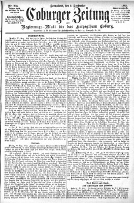 Coburger Zeitung Samstag 2. September 1882