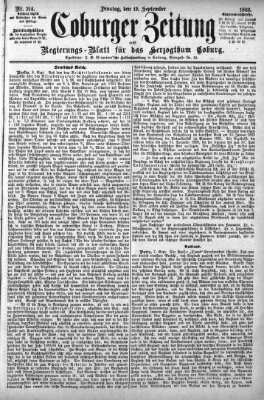 Coburger Zeitung Dienstag 12. September 1882