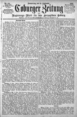 Coburger Zeitung Donnerstag 14. September 1882