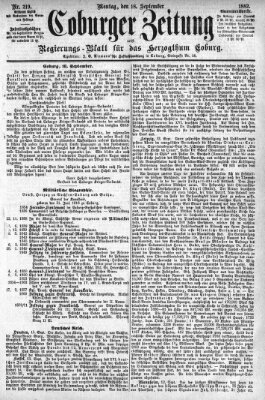 Coburger Zeitung Montag 18. September 1882