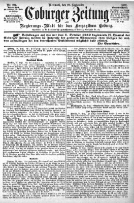 Coburger Zeitung Mittwoch 27. September 1882