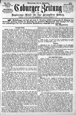 Coburger Zeitung Donnerstag 28. September 1882