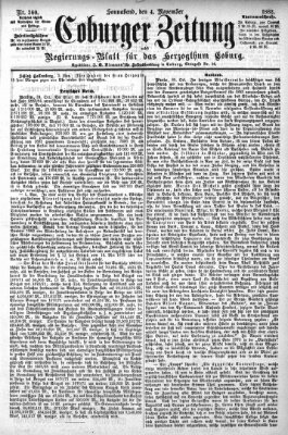 Coburger Zeitung Samstag 4. November 1882