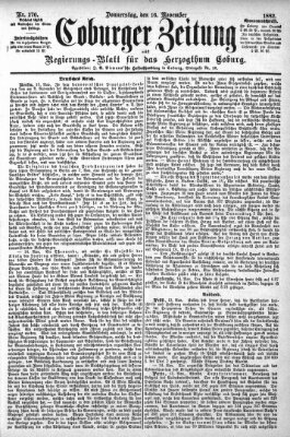 Coburger Zeitung Donnerstag 16. November 1882