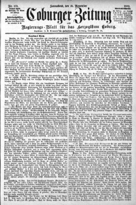 Coburger Zeitung Samstag 18. November 1882
