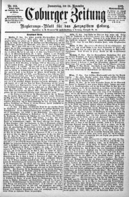 Coburger Zeitung Donnerstag 30. November 1882