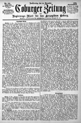 Coburger Zeitung Donnerstag 14. Dezember 1882