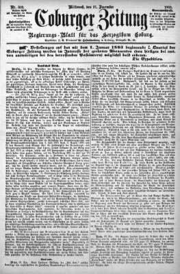 Coburger Zeitung Mittwoch 27. Dezember 1882