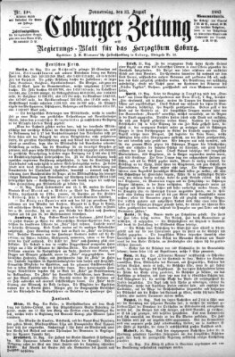 Coburger Zeitung Donnerstag 23. August 1883