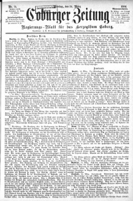 Coburger Zeitung Montag 24. März 1884