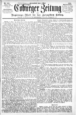 Coburger Zeitung Samstag 3. Mai 1884