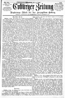 Coburger Zeitung Samstag 14. Juni 1884