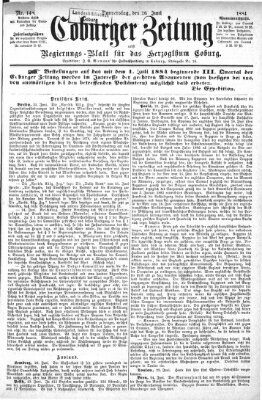 Coburger Zeitung Donnerstag 26. Juni 1884