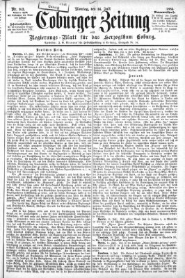 Coburger Zeitung Montag 14. Juli 1884