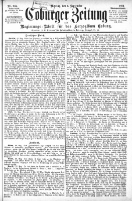 Coburger Zeitung Montag 1. September 1884