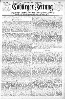 Coburger Zeitung Donnerstag 4. September 1884