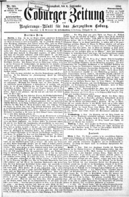 Coburger Zeitung Samstag 6. September 1884