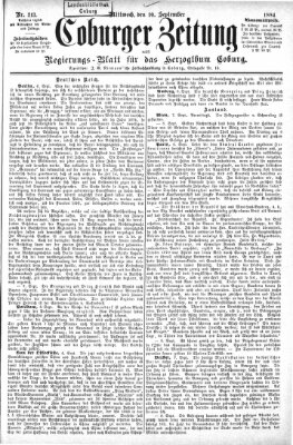 Coburger Zeitung Mittwoch 10. September 1884