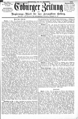 Coburger Zeitung Donnerstag 11. September 1884