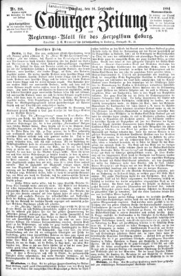 Coburger Zeitung Dienstag 16. September 1884