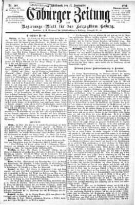 Coburger Zeitung Mittwoch 17. September 1884