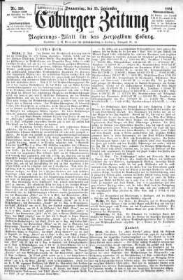 Coburger Zeitung Donnerstag 25. September 1884