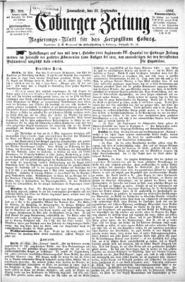 Coburger Zeitung Samstag 27. September 1884