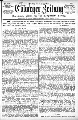 Coburger Zeitung Montag 29. September 1884