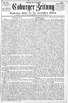 Coburger Zeitung Freitag 17. Oktober 1884