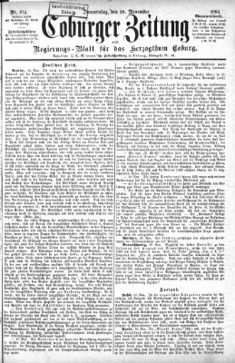 Coburger Zeitung Donnerstag 20. November 1884