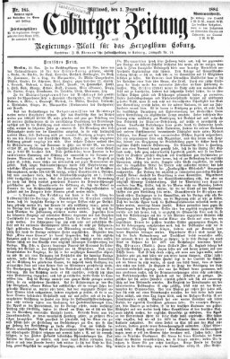 Coburger Zeitung Mittwoch 3. Dezember 1884