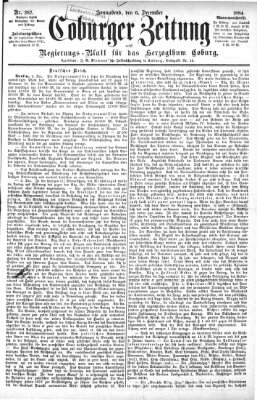 Coburger Zeitung Samstag 6. Dezember 1884