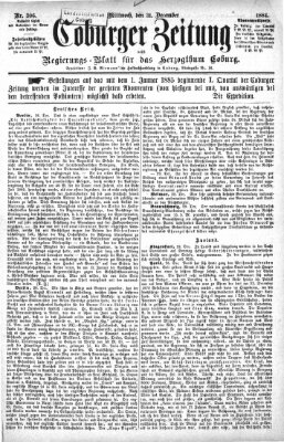 Coburger Zeitung Mittwoch 31. Dezember 1884