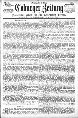 Coburger Zeitung Dienstag 3. März 1885