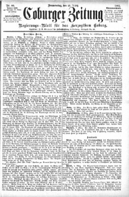 Coburger Zeitung Donnerstag 12. März 1885