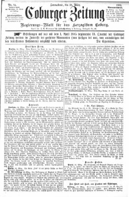 Coburger Zeitung Samstag 28. März 1885